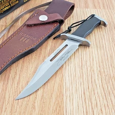 Rambo Mini Rambo III Bowie Fixed Knife 4.75" Satin-Finish Blade Wood Handle