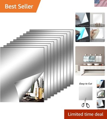 Fantasyon 10 Pieces Flexible Mirror Sheets, Self Adhesive Decorative Plastic Mir