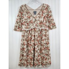 Rabbit Rabbit Rabbit Women's Floral Lace Empire Waist Dress Peach Ivory 14P