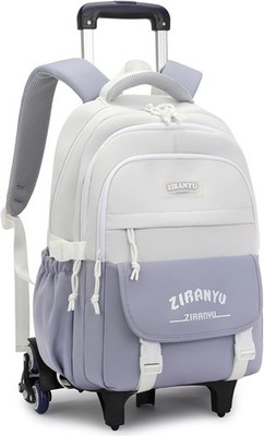 Rolling Backpack with Wheels Trolley Travel Bookbag for Girls Boys School Bag 
