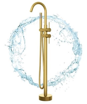 NEW-SUPERFLO Free Standing Tub Faucet Brushed Gold Freestanding Bathtub Faucet