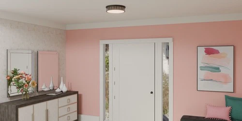 Quoizel GIB1615 Gibson 15"W LED Flush Mount Drum Crystal Ceiling - Black - Picture 3 of 5