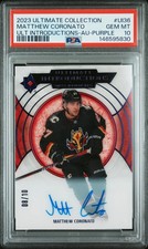 2023-24 Ultimate Introductions Matthew Coronato Purple Rookie Auto 08/10 PSA 10