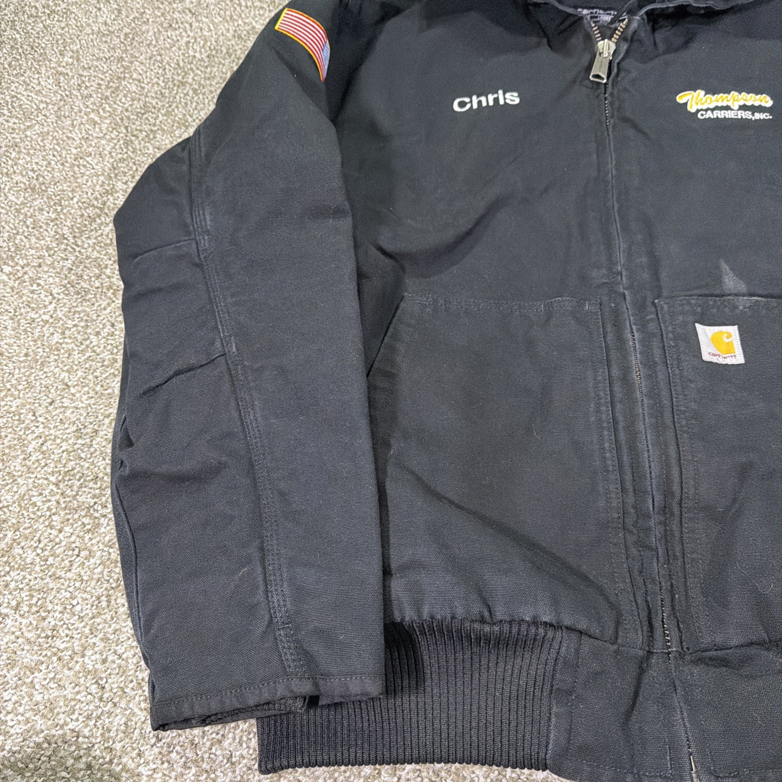 Black Loose Fit Carhartt Jacket Hooded Size 2XL J130 3M Thinsulate thumbnail 4