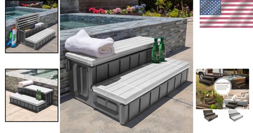 Rutschfeste graue Spa-Treppe mit Aufbewahrung - 36" lang - Bild 2 von 7