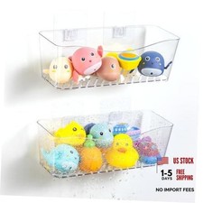 2 Pack Large Bath Toy Storage Organizer, Clear Bath Toy Holder for Bathtub,