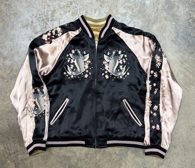 Repro Reversible Cherry Blossom Koi Japan souvenir sukajan Chain stitch Jacket