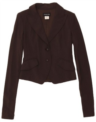 Patrizia Pepe Womens 2 Button Crop Blazer Jacket IT 44 Medium Brown Wool CQ15