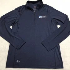 TRAVIS MATHEW Shirt Men S Navy 1/2 Zip Mock neck Performance Base Layer Logo