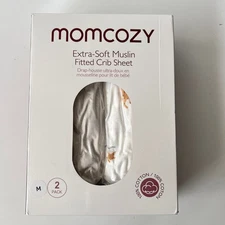 Momcozy Extra Soft Muslin Fitted Crib Sheet 2-Pack Undersea Whale Print NEW