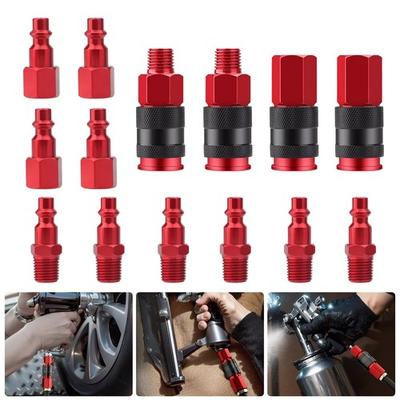 #ad 14pcs Air Hose Fittings 1 4quot; NPT Quick Connect Air Coupler and Plug Kit $15.99