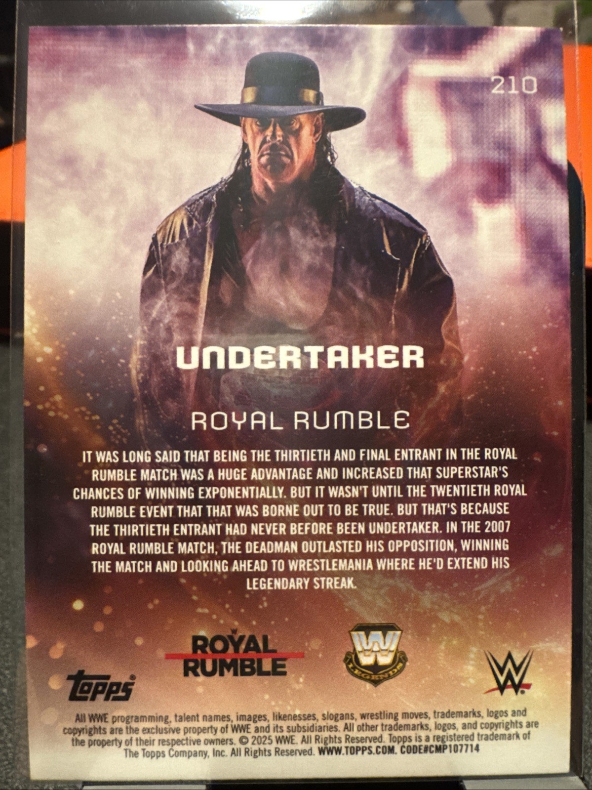 2025 Topps Universe WWE - Event Variation Undertaker #210 view 2