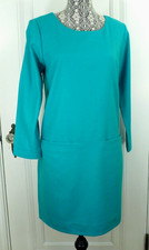 NWT J. CREW Retail $198 JULES WOOL SHIFT DRESS RETRO JADE 3/4 SLEEVES SIZE 8