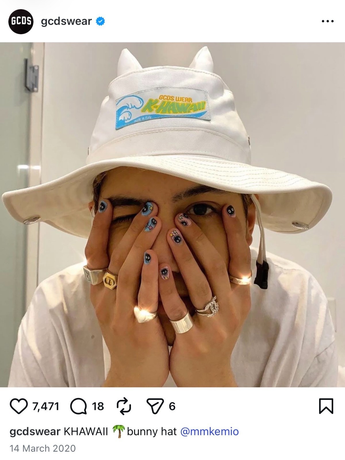 Rare GCDS WEAR K-HAWAII Kawaii Bunny Hat Authentic