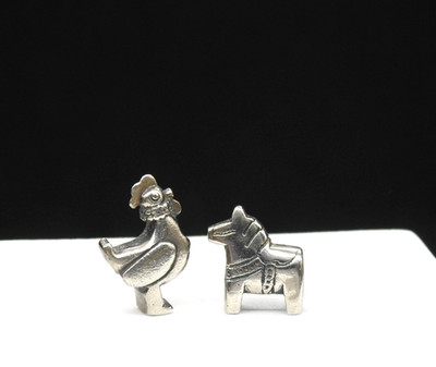 LAA Sterling Silber Trollbeads Dalapferd & Hahn Huhn Perlen Charms SET 2