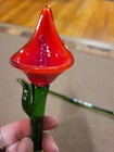 Vintage 2 BEAUTIFUL HAND BLOWN ART GLASS FLOWERS w/ 19' GREEN LONG Glass STEMS  — photo 8