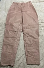 Womens Leather Straight Leg Biker Pants Vtg -70  s Early 80  s Metaco Pink Sz 14