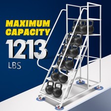 Metal Rolling Ladder 6-Step 27.5'H Platform 20.5×23.6"Tread 78.7"H 23.5"W 1213lb