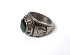 VTG MENS SILVER TONE RING JOBS CORPS BLUE STONE  SZ: 9.5 & 19mm WIDE