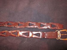 Brown Leather Interlock Belt with Antique Finish Buckle / Size Large