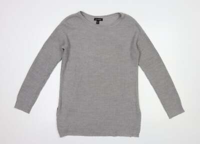 QED London Damen Tunika Pullover grau U-Boot-Ausschnitt Acrylmischung Größe M