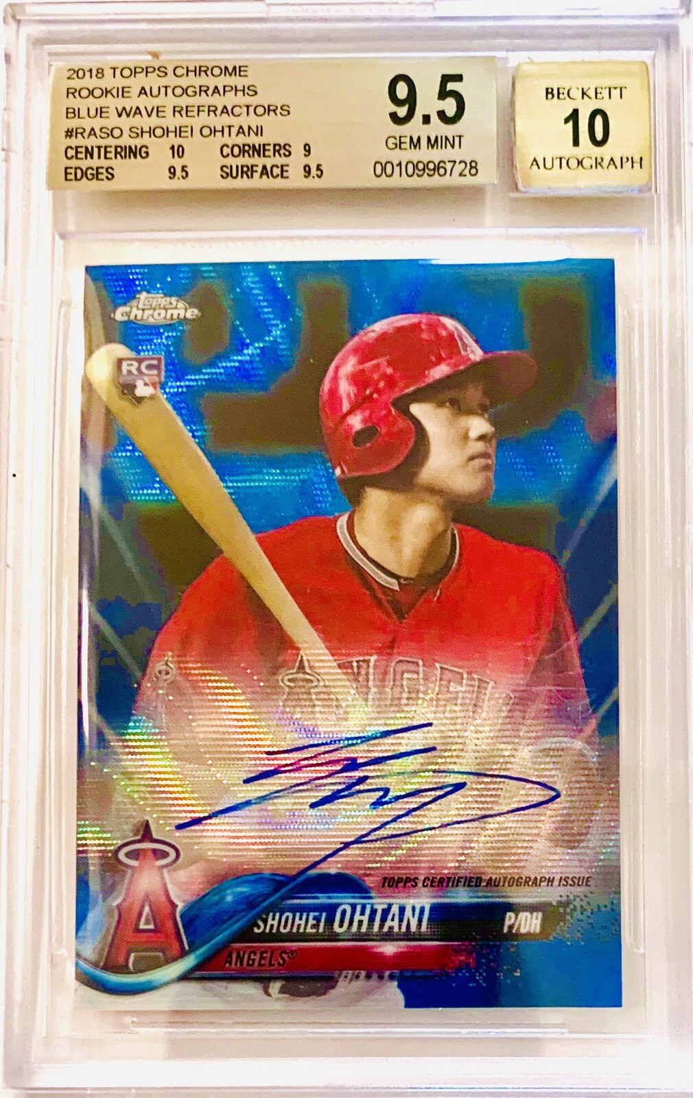 2018 Topps Chrome Shohei Ohtani RC Blue Wave Refractor Auto #/150 BGS 9.5/10 💎