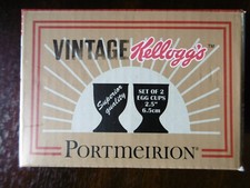 PAIR (2) VINTAGE KELLOGGS PORTMEIRION EGG CUPS BNIB GIFT IDEA ENGAGEMENT WEDDING
