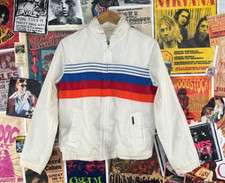 Vtg Kids 70s 80s White Rainbow Stripe Pacific Trail Windbreaker Jacket Age 12-14