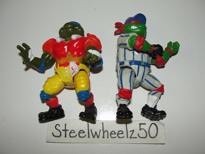 TMNT T.D. Tossin Leo & Grand Slammin Raph Figure Lot 1991 Playmates Leonardo TD