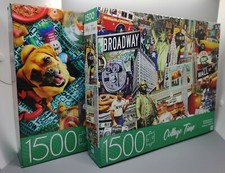NEW SEALED MB JIGSAW PUZZLE 1500 PIECES COLLAGE TIME 2 Puzzles in All See Pics 