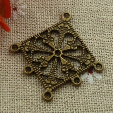 Free Ship 70 pcs Antique bronze rhombus earring connectors 35x33mm L-1137