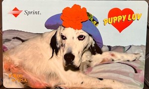 Vintage Jumbo Sprint Puppy Love Three Dollar Calling Prepaid Phone Card ￼