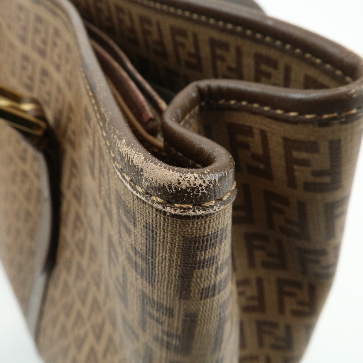 FENDI 　♡I♡ FENDI Canvas Vitello King Logo Embroidered Large Peekaboo X