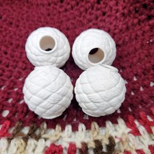 vintage ceramic round ball macrame beads set of 4 unpainted MCM