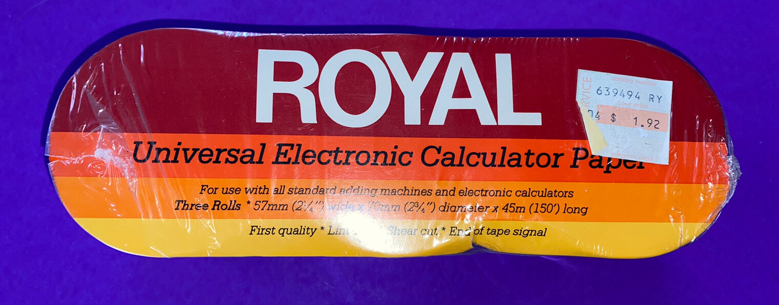 Royal Universal Electronic Calculator Paper 3 Rolls NEW SEALED made in USA