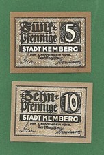 05 301 Notgeld Stadt Kemberg 5+10 Pfg., 1. November 1918, Sachsen-Anhalt