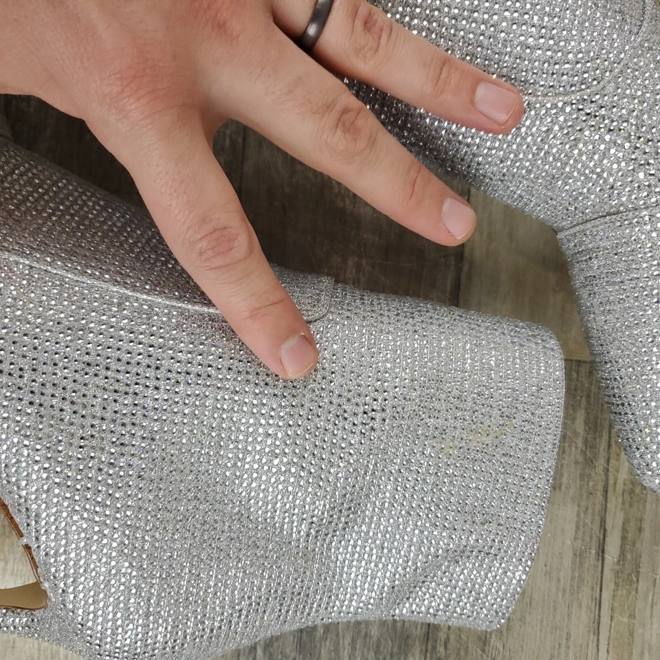 MICHAEL Michael Kors 水钻 Rue 细高跟靴 8 码银色短靴 — 第 3/4 张图片