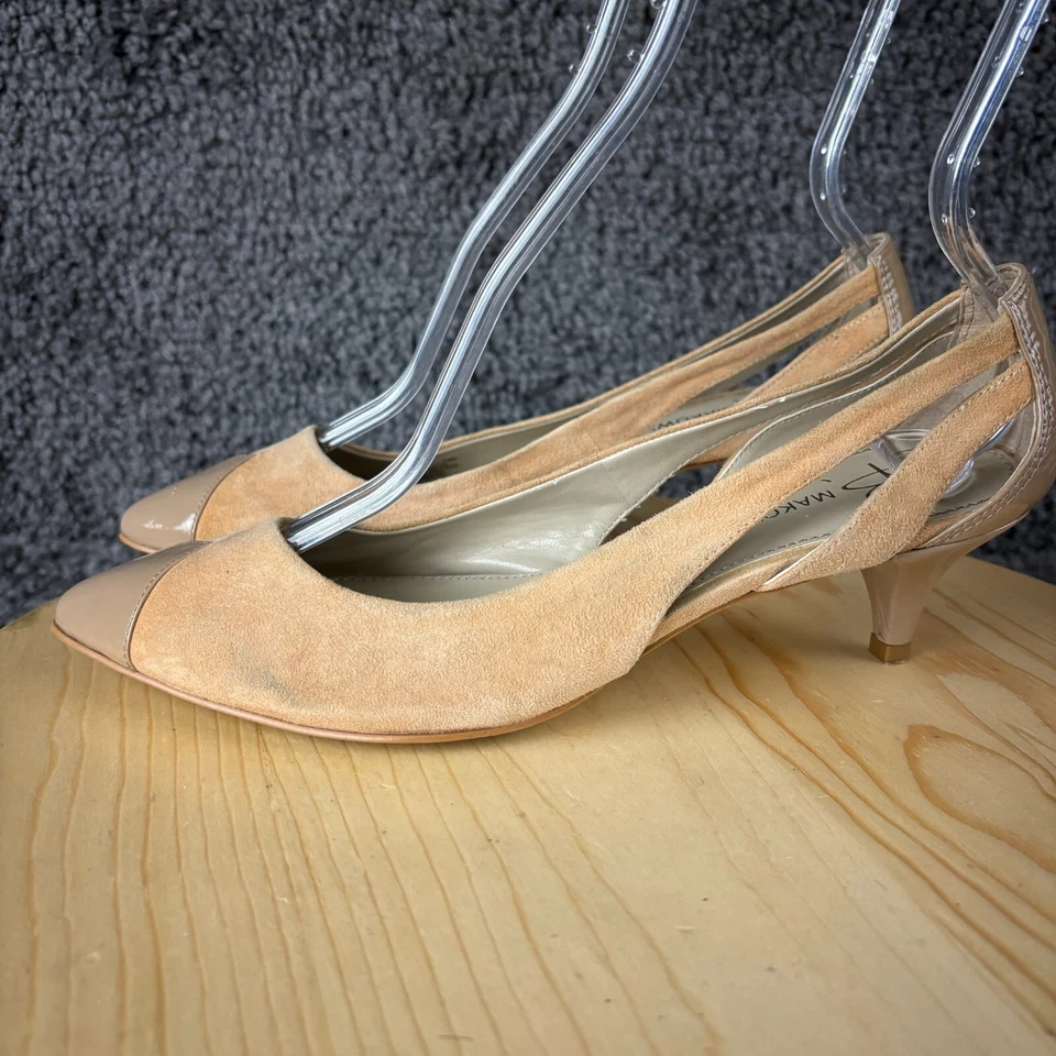 Zapatos de salón B Makowsky de tacón de gatito para mujer 7,5 gamuza tostada punta sin cordones Foto 4 de 4