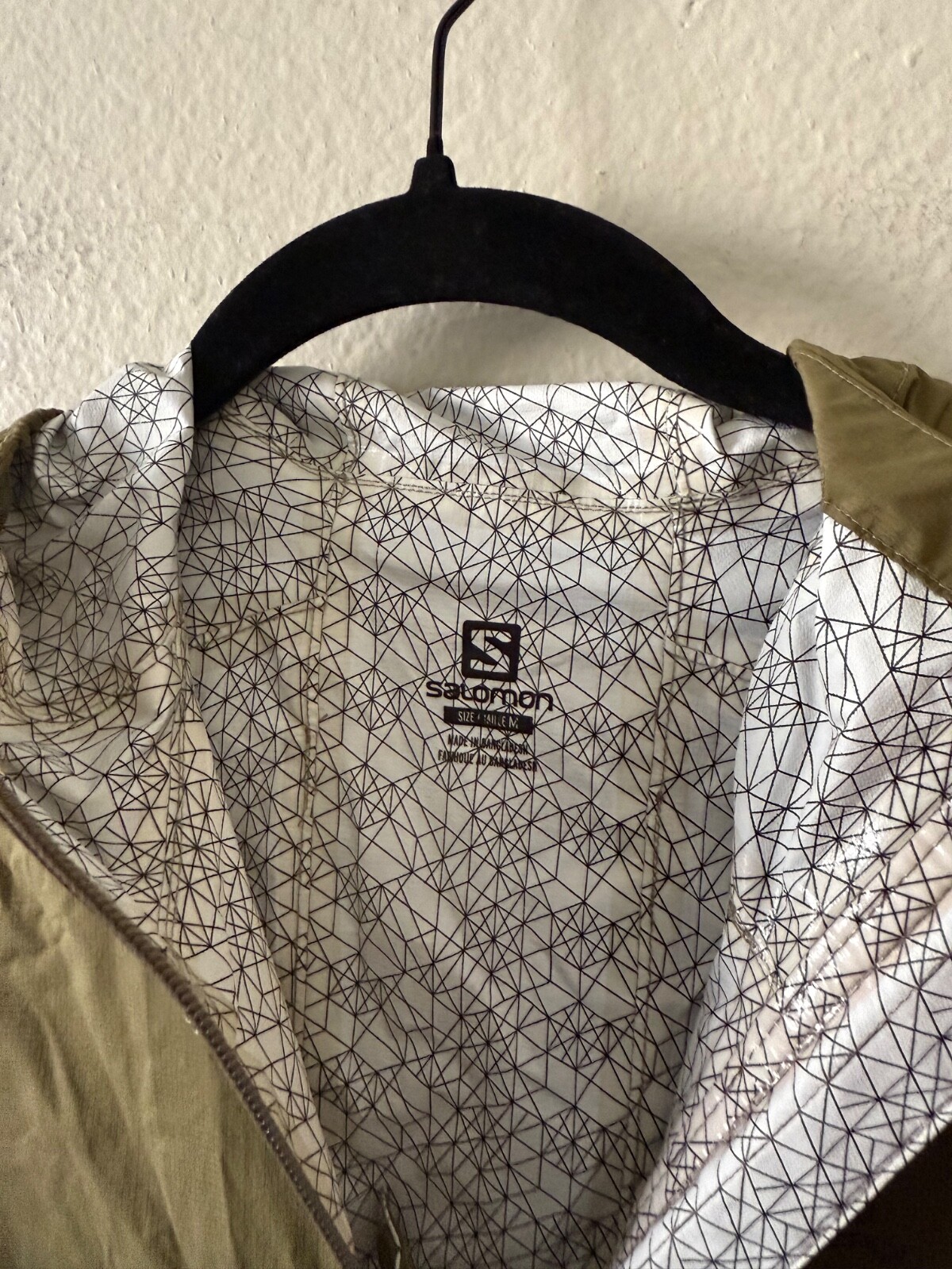 Giacca a vento Salomon donna M Shell cappuccio zip verde campeggio escursionismo atletica