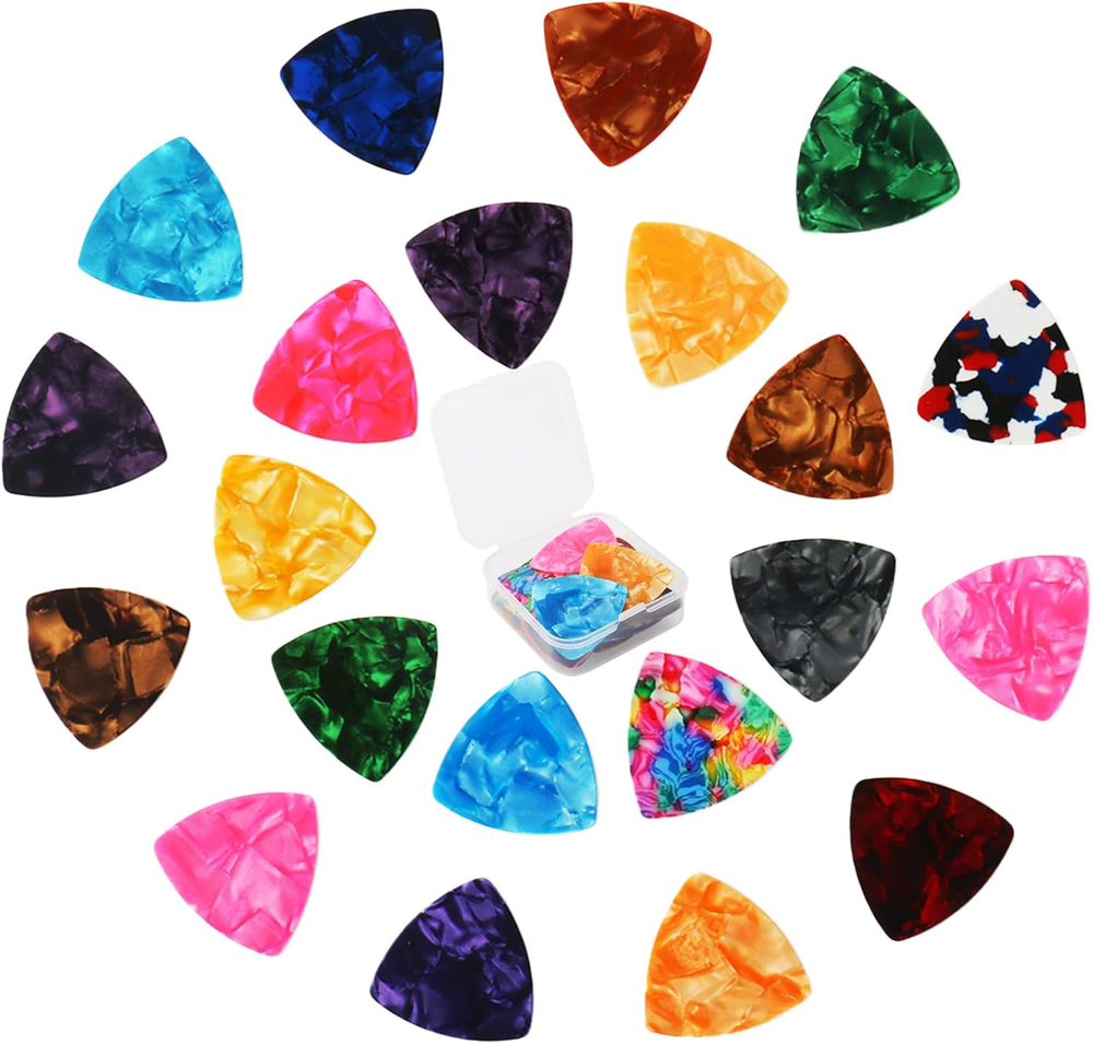 21-Piece Triangle Guitar Pick Variety Pack – Light, Medium, Heavy (0.46mm-0.96mm)