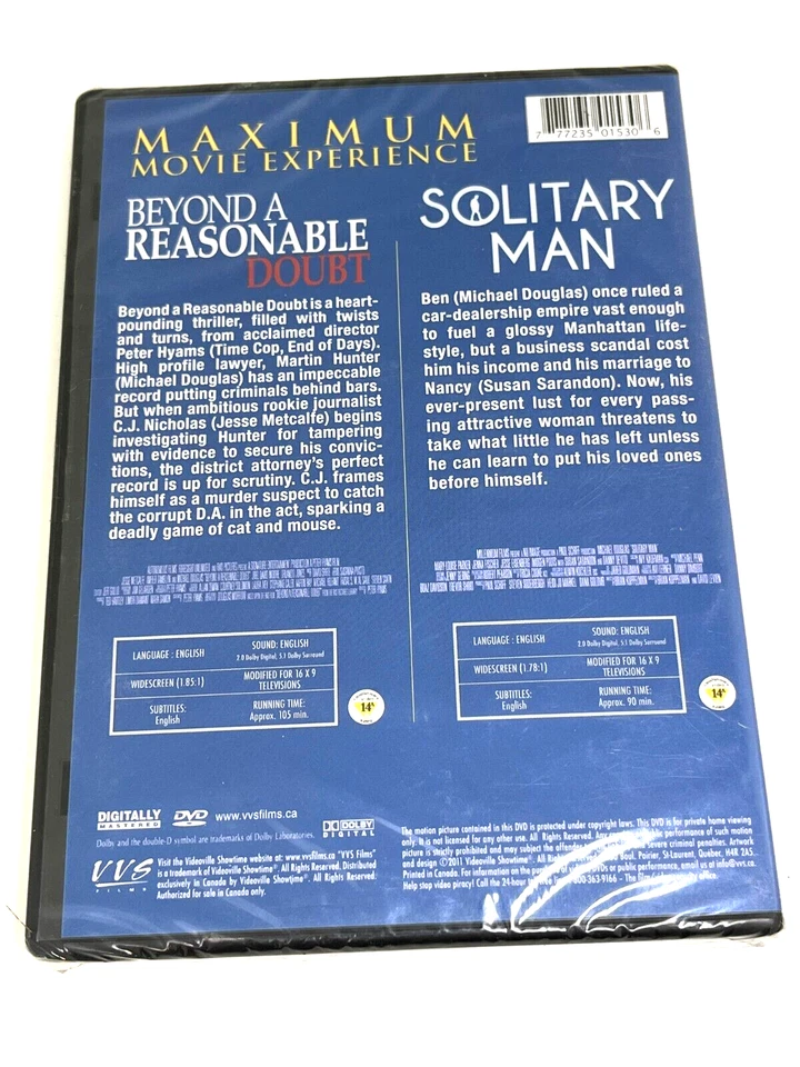 Beyond a Reasonable Doubt / Solitary Man - Double Feature DVD - Brand New Sealed - Image 2 of 4
