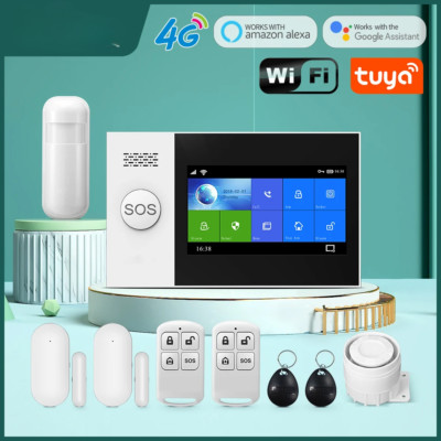 4G Alarm System For Home Security With PIR Door Sensor WiFi 4.3-inch Big Screen