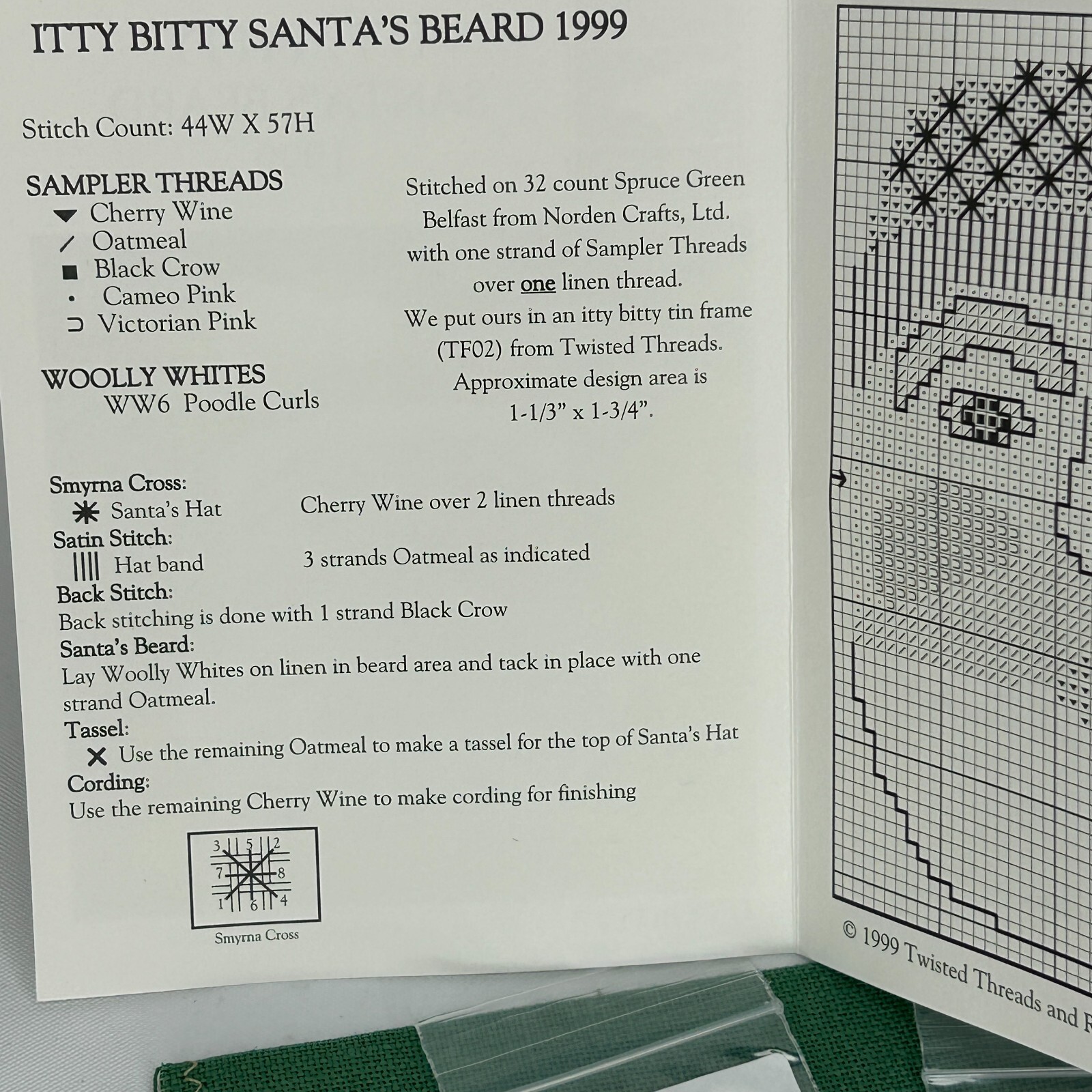 Twisted Threads Cross Stitch Embroidery Needle point Kit "Santa's Beard 1999"