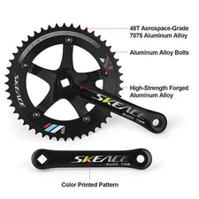 Fixed Gear Road Bicycle Crankset 165mm 144BCD 48T Square Hole Single Chainrings
