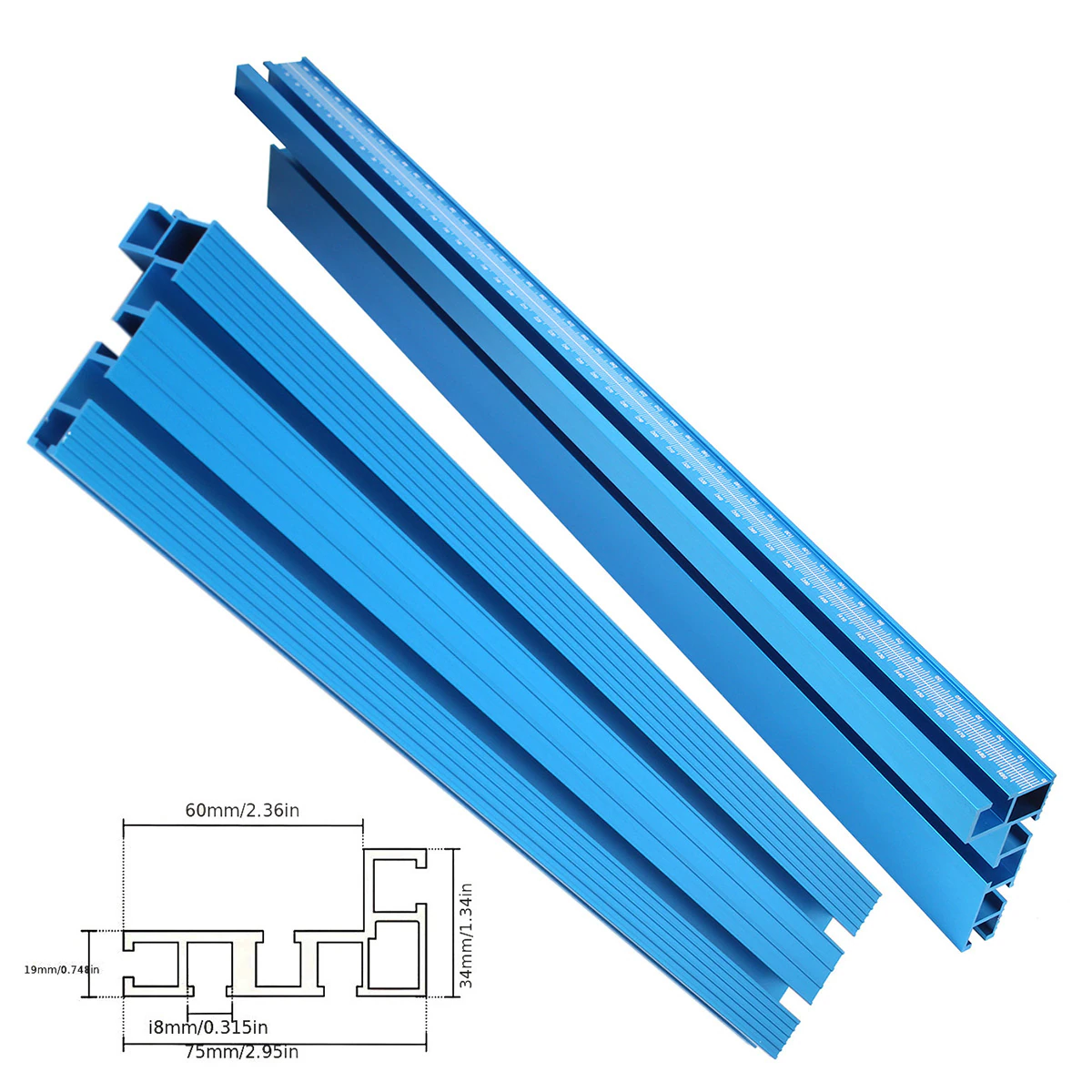 75 Type Blue Aluminum Profile Router Fence 40/50Cm Multi TTrack Table