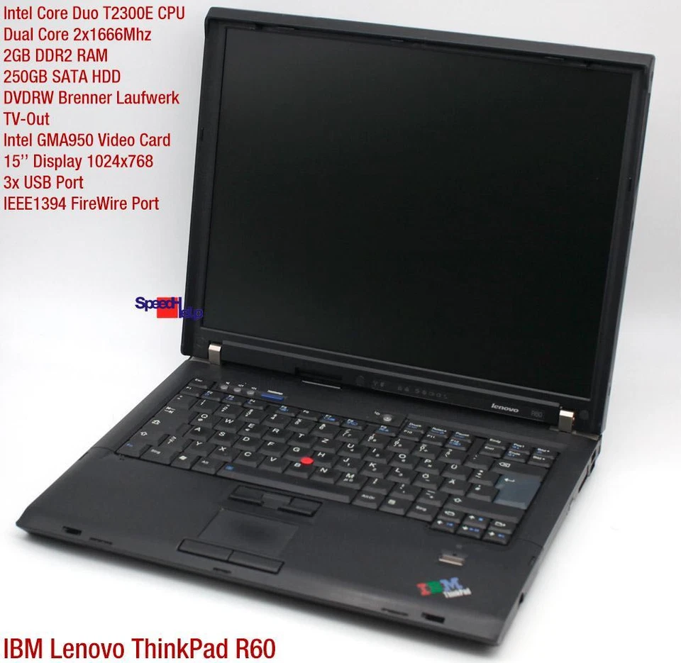 Notebook IBM LENOVO THINKPAD R60 Dual Core Laptop 250GB HDD 2GB RAM Windows XP - Image 2 of 4