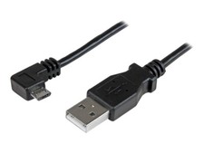 USB 2.0 A To Double Sided RIGHT ANGLE MICRO B Cable 0.5m 50cm Lead Black