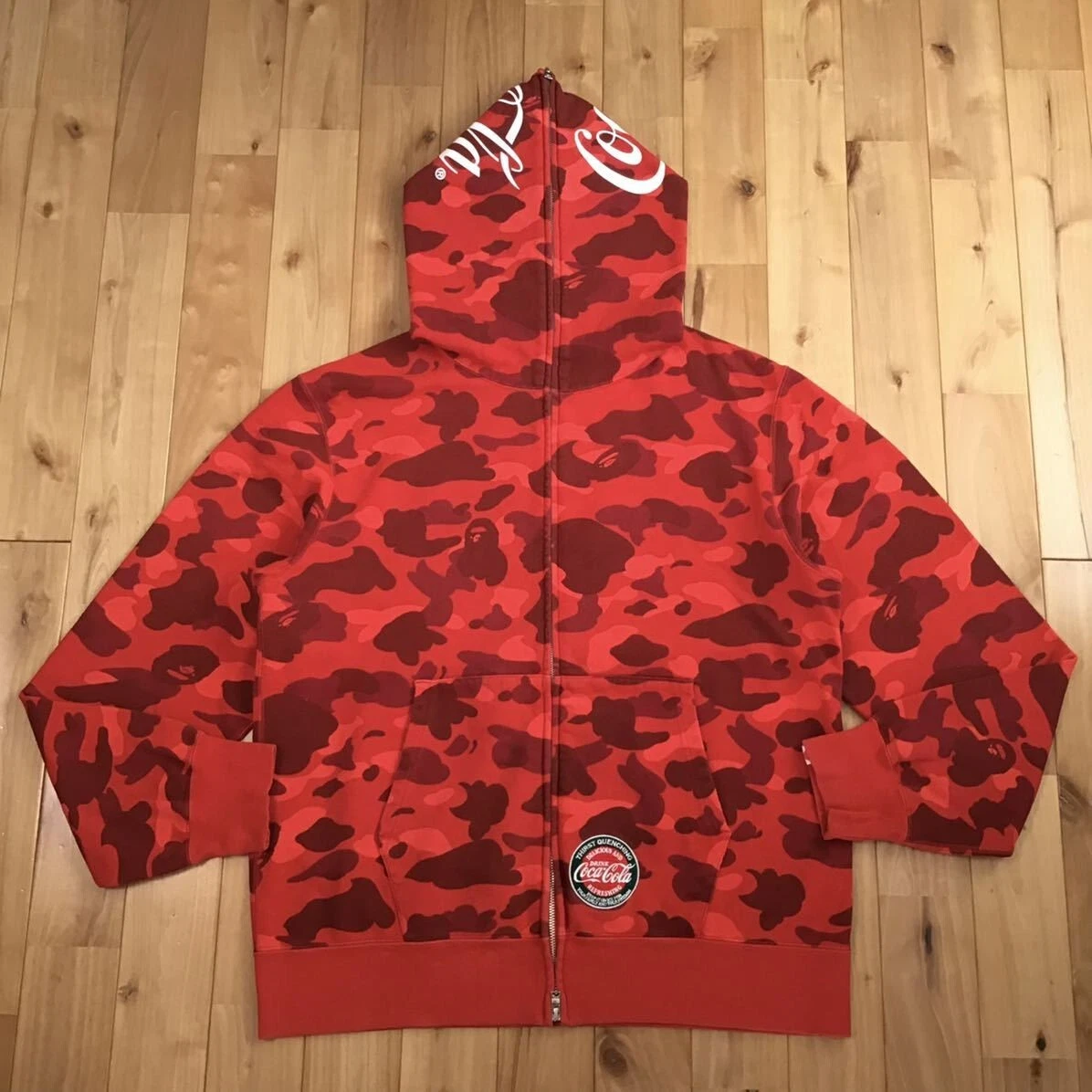 BAPE Coca Cola Red camo full zip hoodie A Bathing Ape Size 2XL