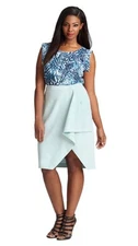 Mynt 1792 Nordstrom Woman Plus 20W Light Blue Cascade Drape Skirt NWT $148