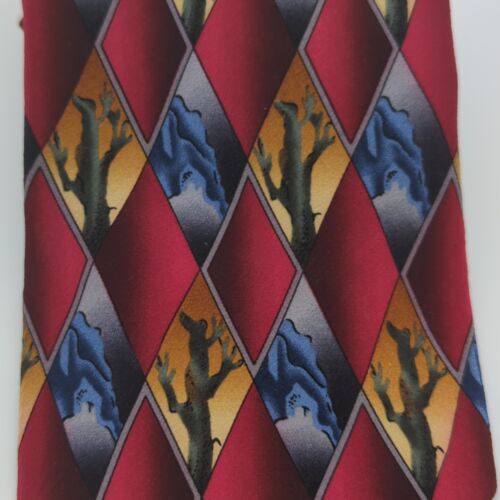 Corbata de vestir Jerry Garcia para hombre roja geométrica Stonehenge Ltd. 100 % seda hecha en EE. UU. - Imagen 4 de 7